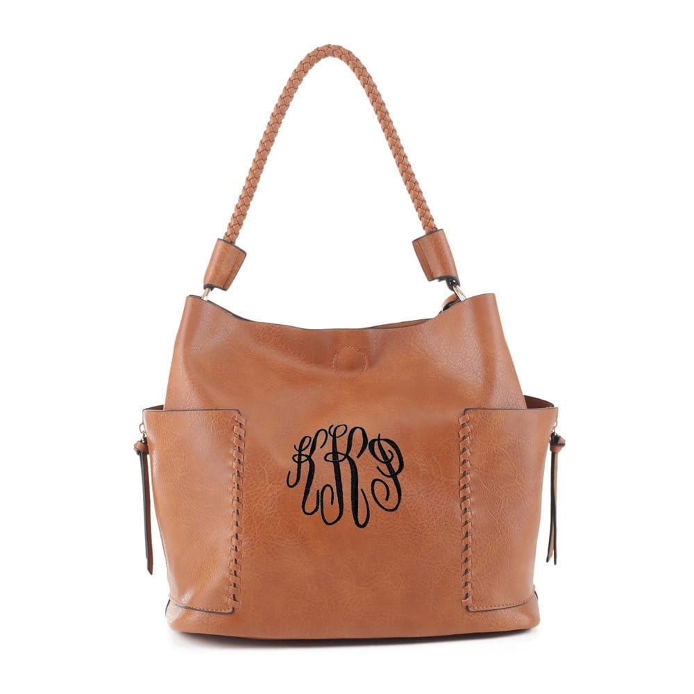 LF5118S Braided Handle Whipstitch 2-in1 Shoulder Bag/Crossbody - MiMi Wholesale