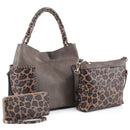 LF6196LT Cheetah Print Handle 3-in-1 Shoulder Bag/Crossbody/Wallet - MiMi Wholesale