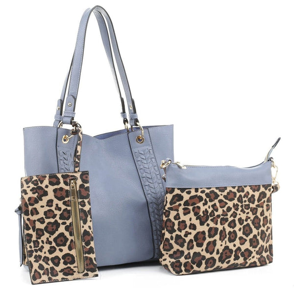 LF6414LT Cheetah Print 3-in-1 Shoulder Bag/Crossbody/Wallet - MiMi Wholesale