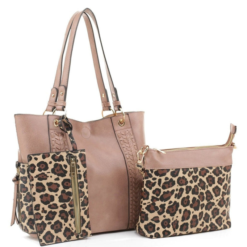 LF6414LT Cheetah Print 3-in-1 Shoulder Bag/Crossbody/Wallet - MiMi Wholesale