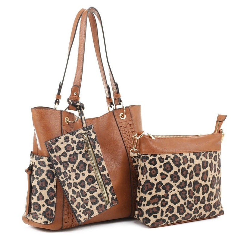 LF6414LT Cheetah Print 3-in-1 Shoulder Bag/Crossbody/Wallet - MiMi Wholesale