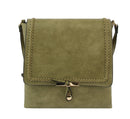LHU238-2C Braided Stitch Flapover Crossbody Bag - MiMi Wholesale