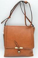 LHU238-2C Braided Stitch Flapover Crossbody Bag - MiMi Wholesale