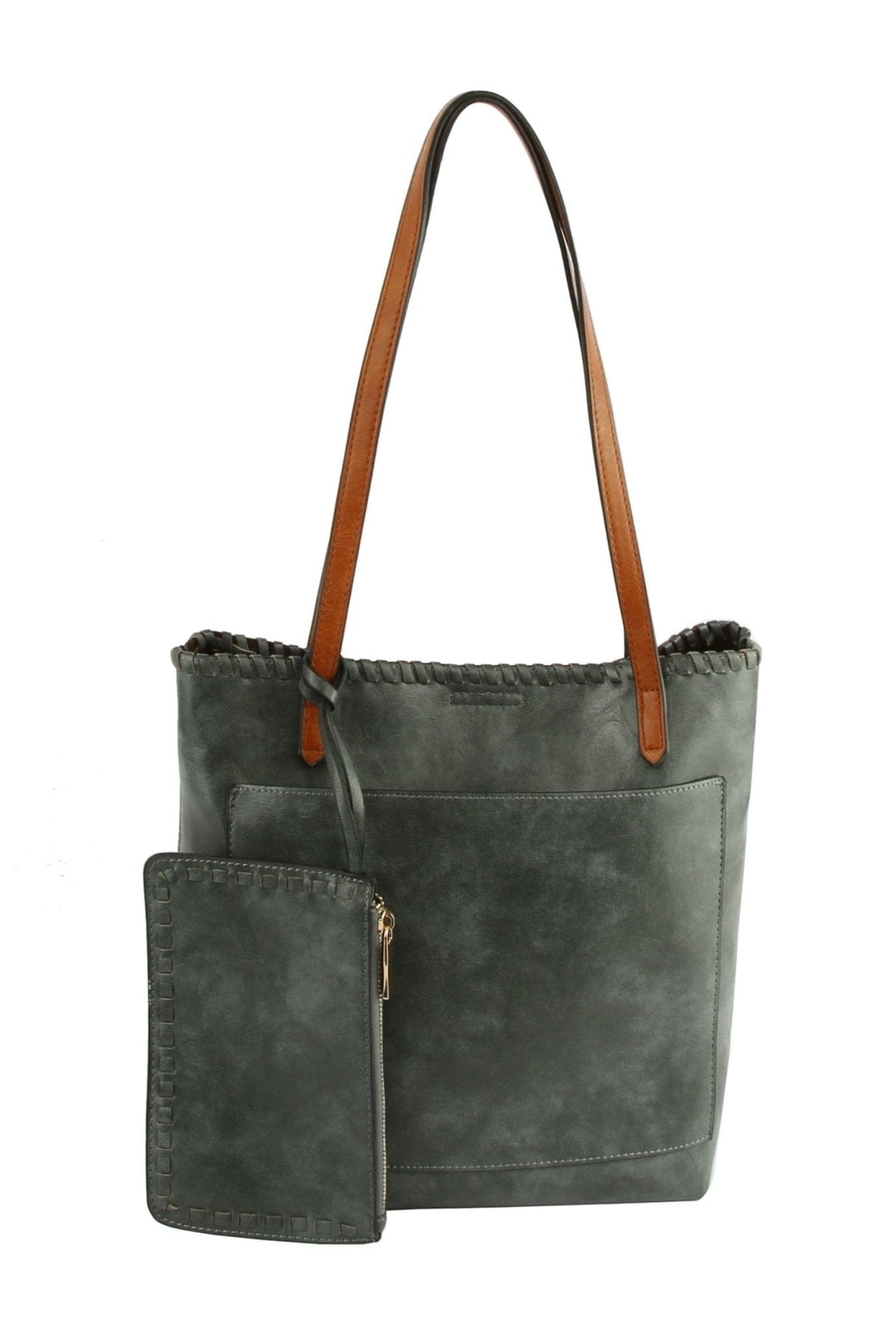 LHU352 Meg Whip Stich Trim Tote 2 in 1 - MiMi Wholesale