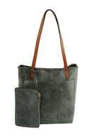 LHU352 Meg Whip Stich Trim Tote 2 in 1 - MiMi Wholesale