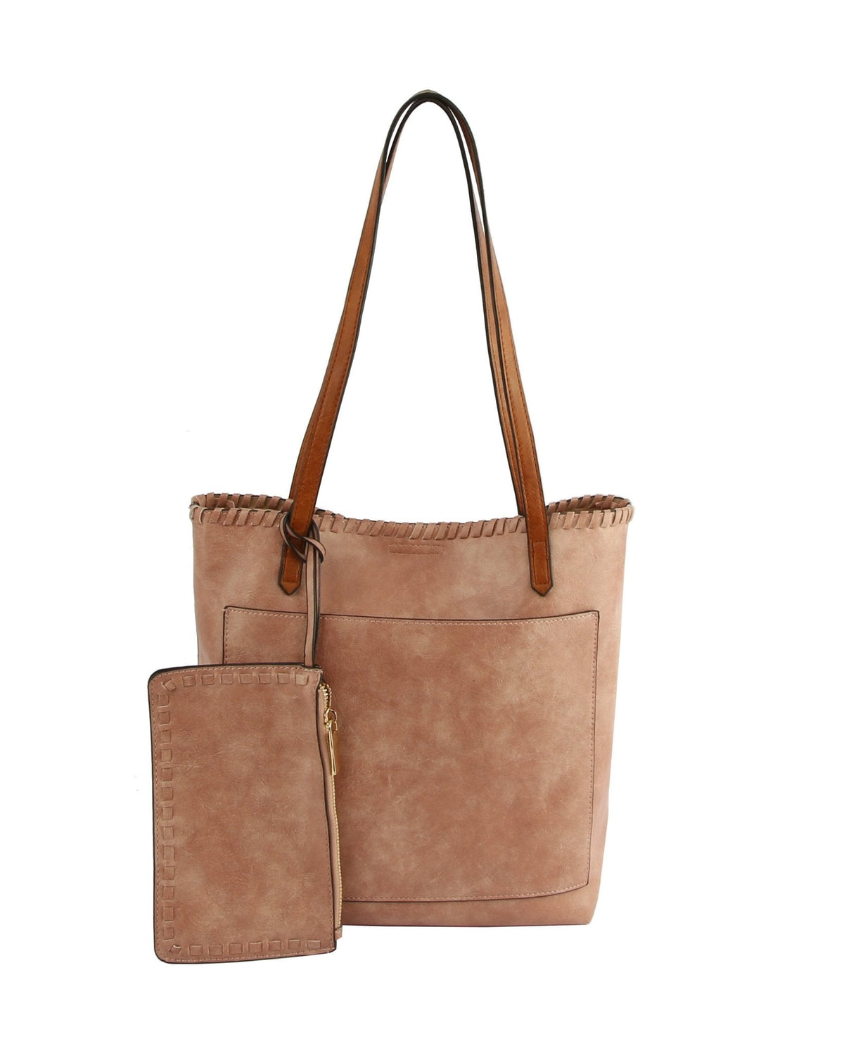 LHU352 Meg Whip Stich Trim Tote 2 in 1 - MiMi Wholesale