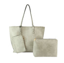 LHU364 3-in-1 Whipstitch Detail Shoulder/Shopper w/ 2 Zipper Pouches - MiMi Wholesale