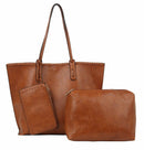 LHU364 3-in-1 Whipstitch Detail Shoulder/Shopper w/ 2 Zipper Pouches - MiMi Wholesale