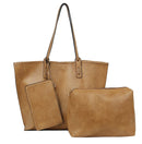 LHU364 3-in-1 Whipstitch Detail Shoulder/Shopper w/ 2 Zipper Pouches - MiMi Wholesale