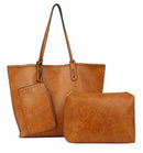 LHU364 3-in-1 Whipstitch Detail Shoulder/Shopper w/ 2 Zipper Pouches - MiMi Wholesale