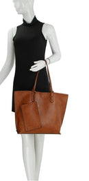 LHU364 3-in-1 Whipstitch Detail Shoulder/Shopper w/ 2 Zipper Pouches - MiMi Wholesale