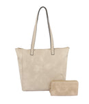 LHU399-1W Faux Leather 2 in 1 Zip Top Shoulder Tote Bag - MiMi Wholesale