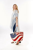 LOA092 American Flag Beach Tote - MiMi Wholesale