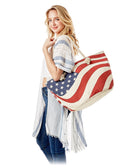 LOA092 American Flag Beach Tote - MiMi Wholesale
