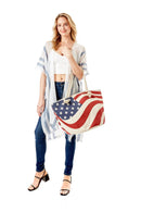 LOA092 American Flag Beach Tote - MiMi Wholesale