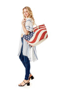 LOA092 American Flag Beach Tote - MiMi Wholesale