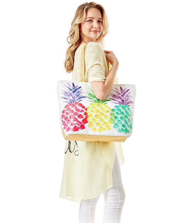 LOA100 Colorful Pineapple Beach Tote Bag - MiMi Wholesale