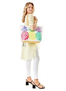 LOA100 Colorful Pineapple Beach Tote Bag - MiMi Wholesale
