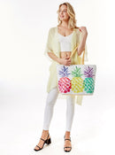 LOA100 Colorful Pineapple Beach Tote Bag - MiMi Wholesale