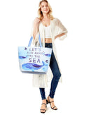 LOA102 "Let's Run Away To The Sea" Whale Printed Summer Tote Bag - MiMi Wholesale