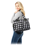 LOA309 Plaid Puffer Tote/Messenger - MiMi Wholesale