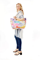 LOA337 Floral Rainbow Tie-dye Summer Beach Tote Bag - MiMi Wholesale