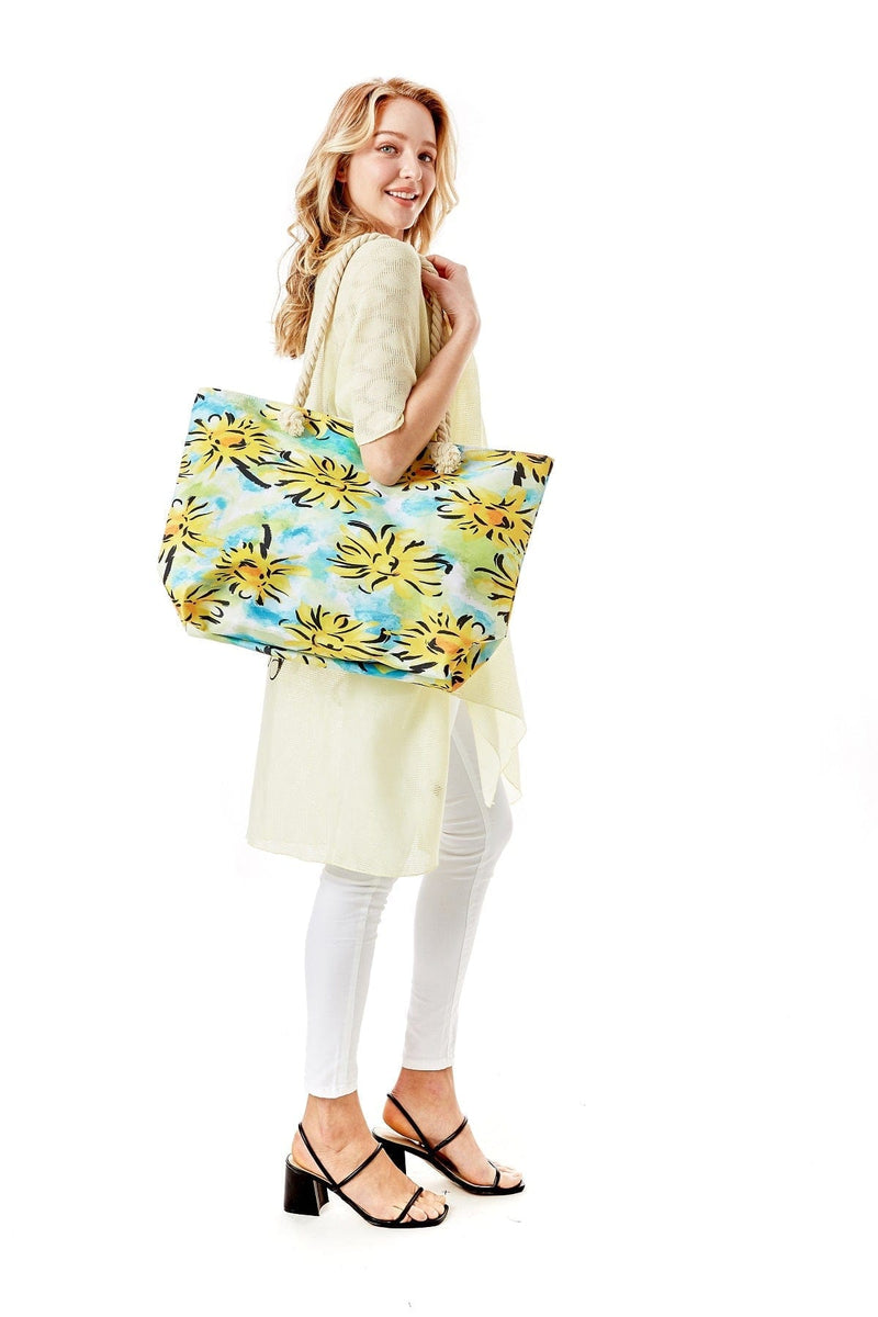 LOA359 Daisy Beach Tote - MiMi Wholesale