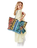 LOA374 Rainbow Leopard Beach Tote - MiMi Wholesale
