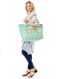 LOA375 Glitz Sequins Letter 'Summer Love' Beach Tote Bag - MiMi Wholesale
