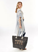 LOA375 Glitz Sequins Letter 'Summer Love' Beach Tote Bag - MiMi Wholesale