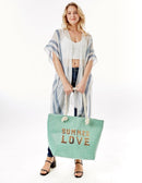 LOA375 Glitz Sequins Letter 'Summer Love' Beach Tote Bag - MiMi Wholesale