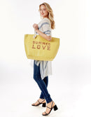 LOA375 Glitz Sequins Letter 'Summer Love' Beach Tote Bag - MiMi Wholesale