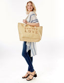 LOA375 Glitz Sequins Letter 'Summer Love' Beach Tote Bag - MiMi Wholesale