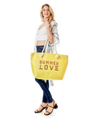 LOA375 Glitz Sequins Letter 'Summer Love' Beach Tote Bag - MiMi Wholesale