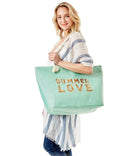 LOA375 Glitz Sequins Letter 'Summer Love' Beach Tote Bag - MiMi Wholesale