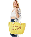 LOA375 Glitz Sequins Letter 'Summer Love' Beach Tote Bag - MiMi Wholesale