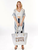 LOA375 Glitz Sequins Letter 'Summer Love' Beach Tote Bag - MiMi Wholesale