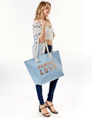 LOA375 Glitz Sequins Letter 'Summer Love' Beach Tote Bag - MiMi Wholesale