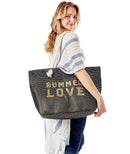 LOA375 Glitz Sequins Letter 'Summer Love' Beach Tote Bag - MiMi Wholesale