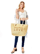 LOA375 Glitz Sequins Letter 'Summer Love' Beach Tote Bag - MiMi Wholesale