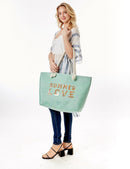LOA375 Glitz Sequins Letter 'Summer Love' Beach Tote Bag - MiMi Wholesale