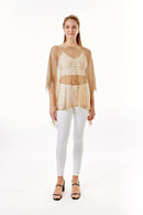 LOF801Metallic Net Cover-ups Fringes Poncho - MiMi Wholesale