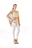 LOF801Metallic Net Cover-ups Fringes Poncho - MiMi Wholesale