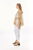 LOF801Metallic Net Cover-ups Fringes Poncho - MiMi Wholesale