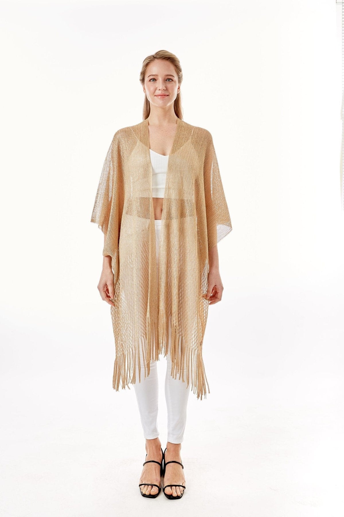 LOF802 Metallic Net Fringe Cover-up - MiMi Wholesale
