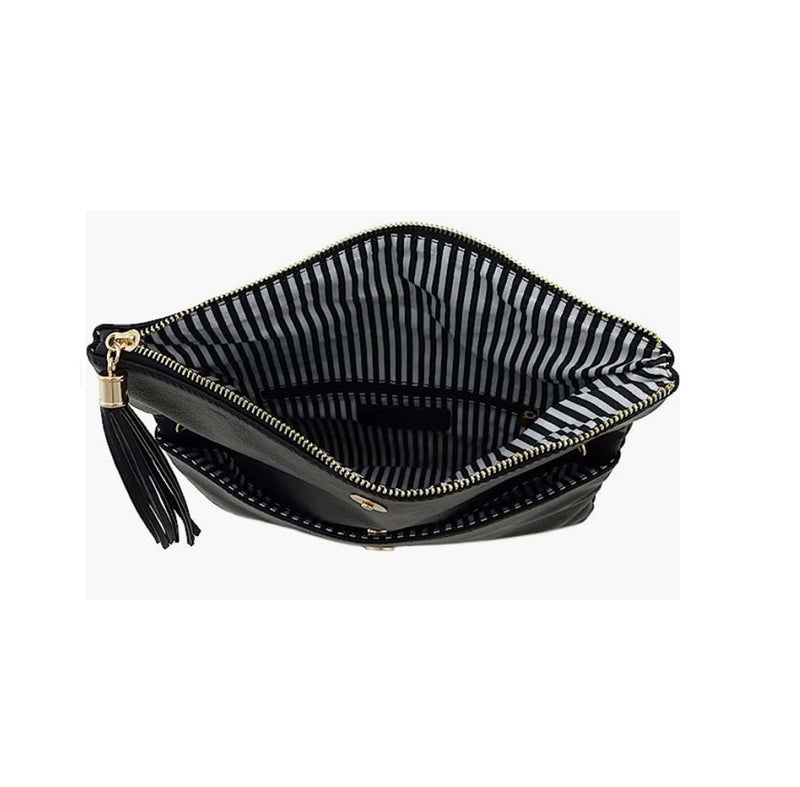 LP048 Pamela Envelope Zipper Clutch/Crossbody With Tassel - MiMi Wholesale