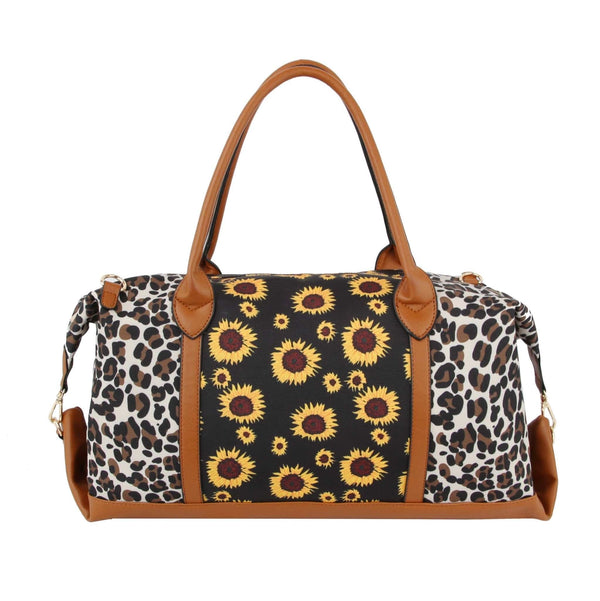 LPR029-2(MT) Sunflower and Leopard Printed Duffel Bag - MiMi Wholesale