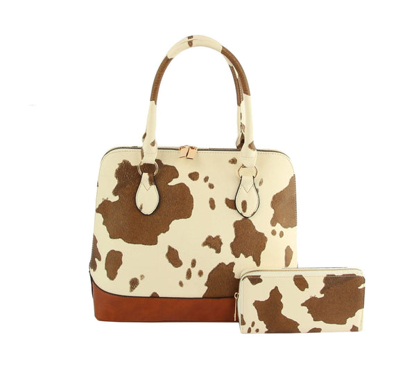 LQ277 Della Cow Satchel with Wallet - MiMi Wholesale