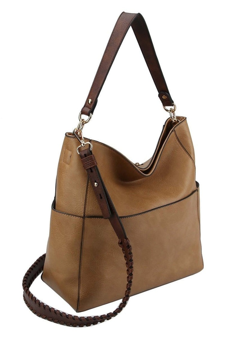 LQF0163 Hobo Shoulder Bag With Whipstitch Strap - MiMi Wholesale