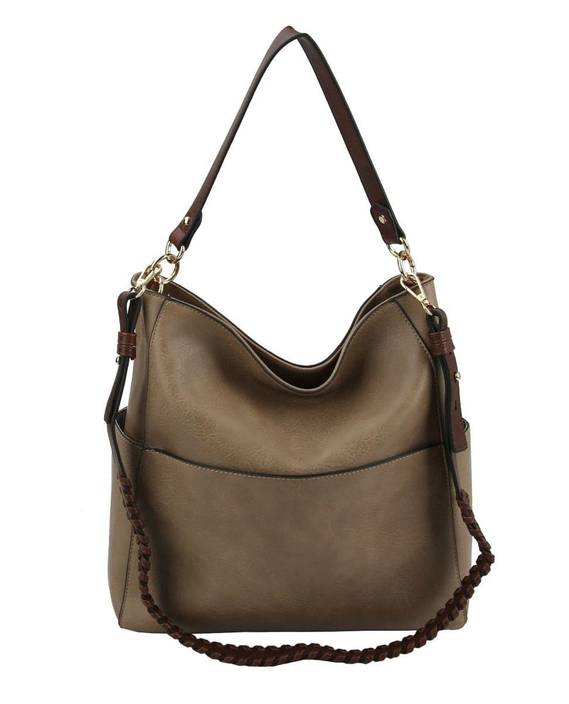 LQF0163 Hobo Shoulder Bag With Whipstitch Strap - MiMi Wholesale